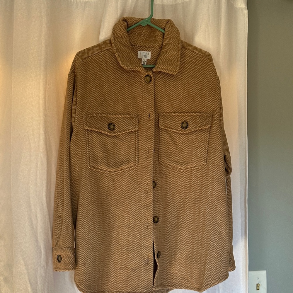 Time and Tru Brown Herringbone Utility Jacket